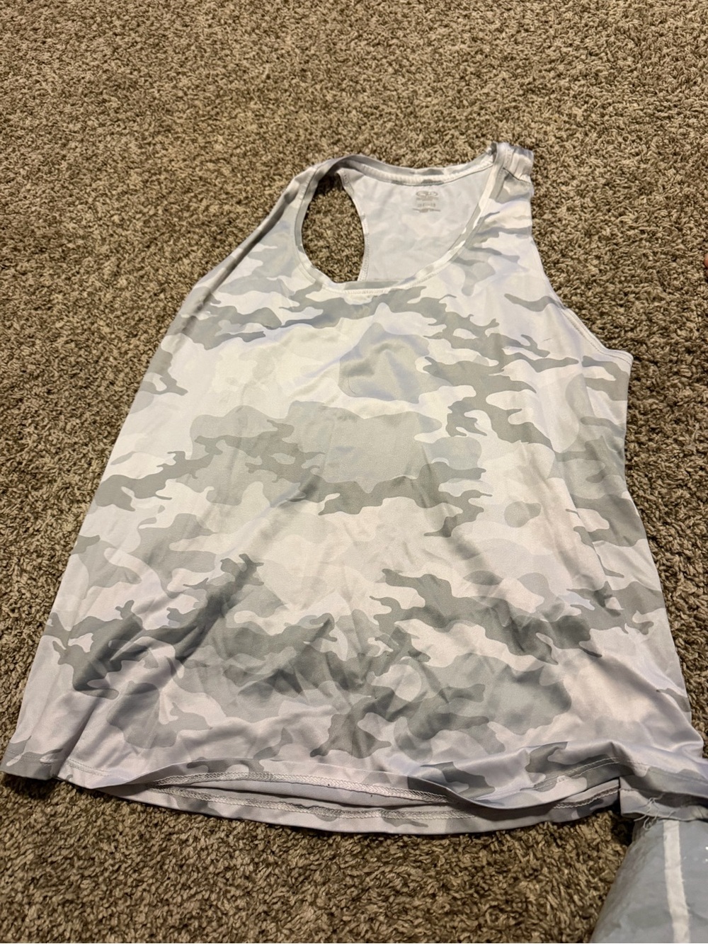 Women’s White & Gray Camo Racerback Tank Top